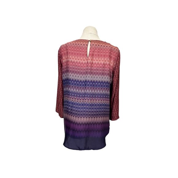 Investments Womens Large Multicolor Ombré Blouse With Keyhole Neckline & Metal D - Picture 4 of 8
